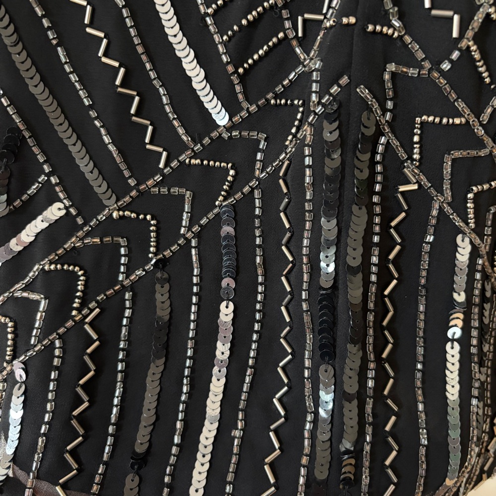 Parker Topaz Beaded Sequin Mini Dress Black Geometric Cocktail Party Size S NWT - Picture 15 of 16